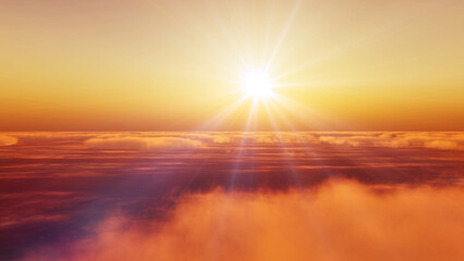 Obraz premium above clouds fly sunset sun ray