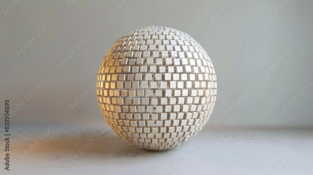Poster render a shape that appears to be made up of interlocking cubes, with corners that fit snugly into t