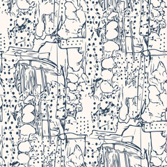 Monochrome Seamless pattern with a simple abstract drawing. Vector