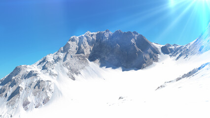 mountain snow sun ray illustration