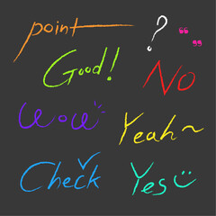 색연필 펜슬 스타일의 영문 손글씨 감탄사 만화