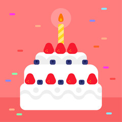 생일파티 과일 생크림 딸기 블루베리 케이크