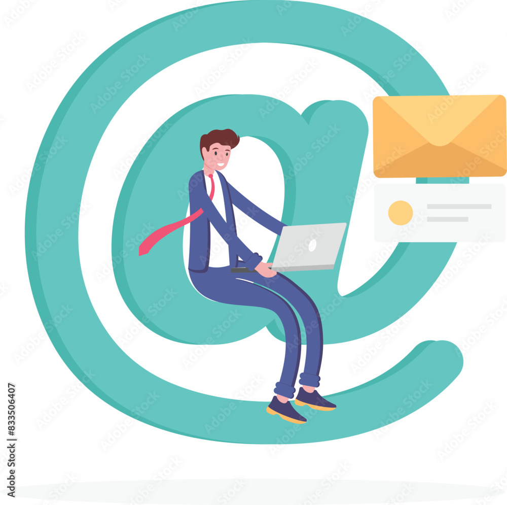 Poster email. electronic messages. social media usernames. a man sends an e-mail message. software users or