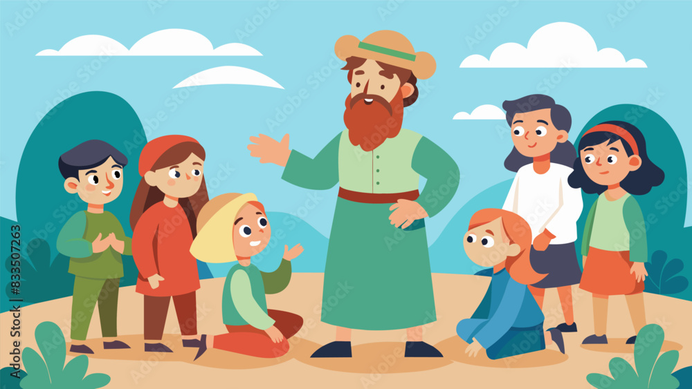 Poster with clever dialogue and charming characters a group of youth performers present the parable of the 