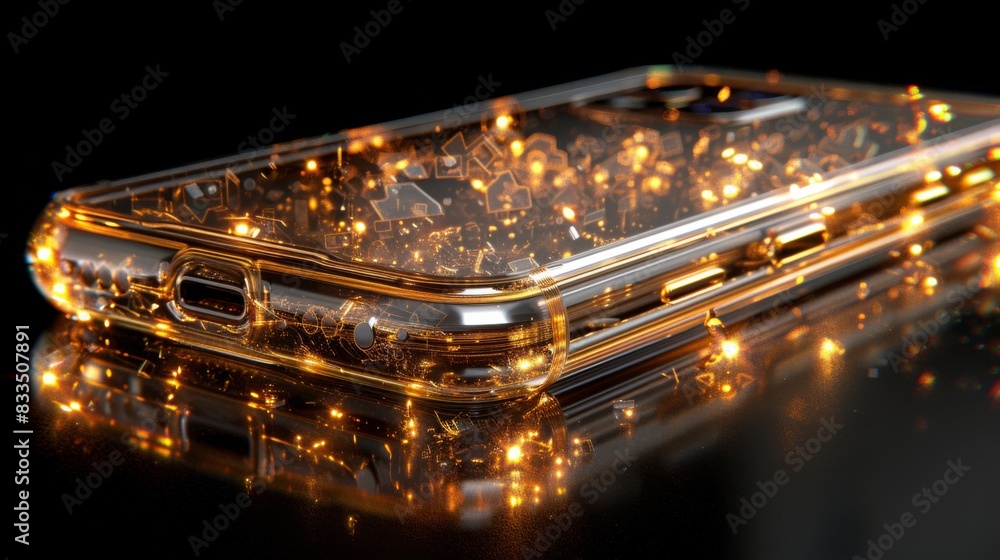 Aufkleber x-ray scan of a smartphone compromised by adware, showing the intrusive advertisements and pop-ups.