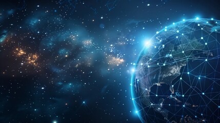 Obraz premium Global network concept with earth and technology background wallpaper