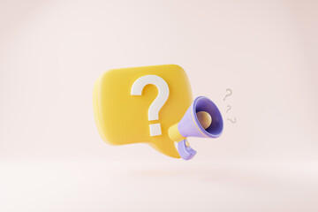 3D icon. Rendering of a megaphone and message icon floating in the air.