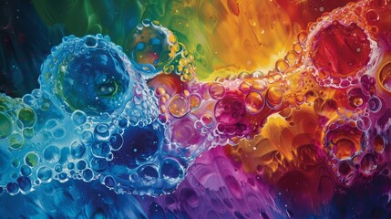 Hope and progress in cancer treatment visualized through a wave of color on a canvas, representing successful immunotherapy, focus on, scientific achievements, vivid, Overlay, clinical trial setting