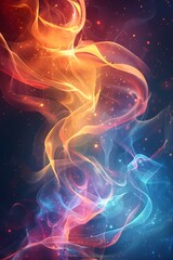 Fototapeta premium Abstract colorful plasma trails with glowing particles