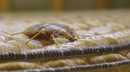 Close-Up Macro of Bedbug on Fabric Texture