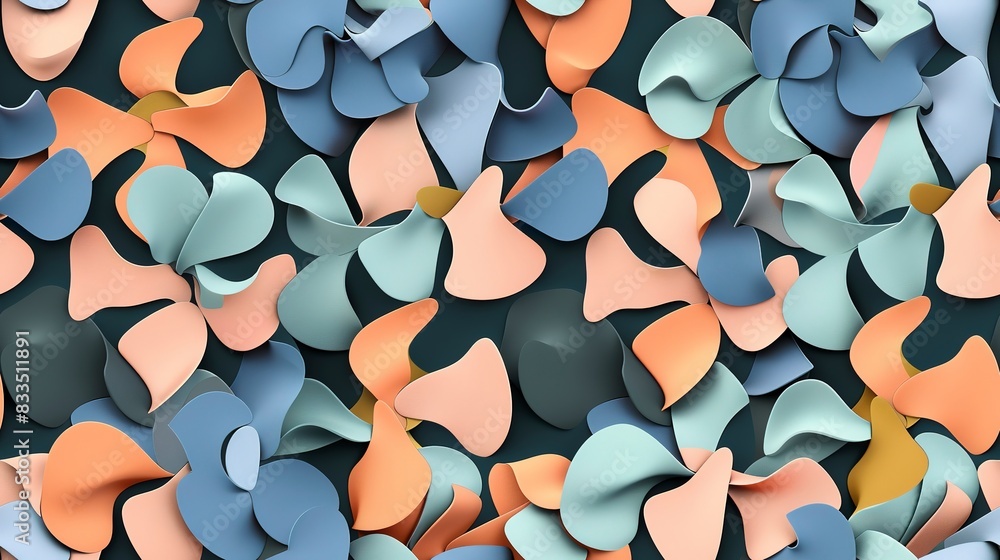 Poster floral tessellations flat design front view tessellation theme 3d render split-complementary color s