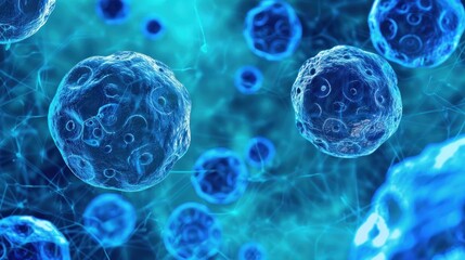 illustration A Human cells in a blue background.