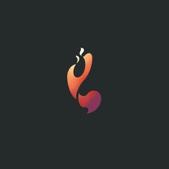 fire dance illustration logo with fire gradients on a black background