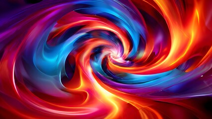 Fototapeta premium swirling tunnel in vibrant abstract digital art colliding in a dynamic motion