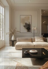 Bright and Airy Living Room with Comfy Sofa and Stylish Decor