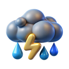 Stormy - An icon with clouds, lightning bolts, and rain, indicating a thunderstorm or stormy weather.