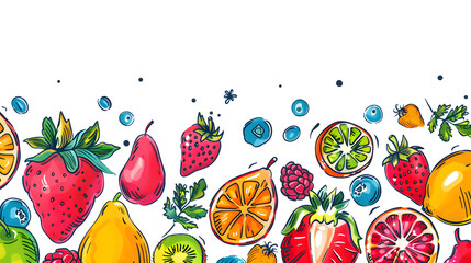 wallpaper or Frame of different exotic fruits on background, Space for text