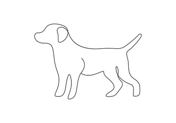 Continuous one line drawing of dog vector illustration