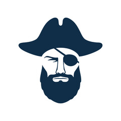 Pirate face graphic icon. Pirate sign isolated on white background. Vector illustration