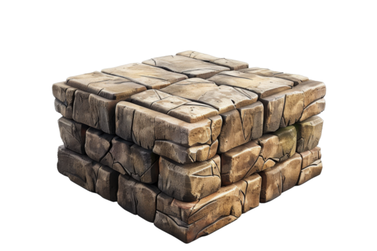 [Transparent Background PNG]3D illustration of a stone cube