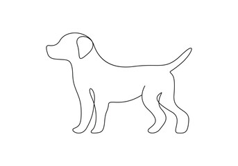 Continuous one line drawing of dog vector illustration