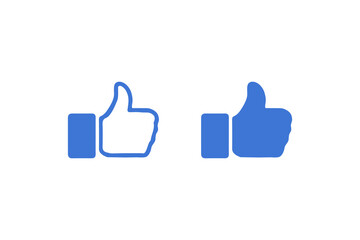 Blue Thumbs Up Like Icons Set. Vector icon.