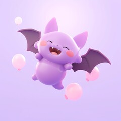 Cute bat 3d icon cartoon style