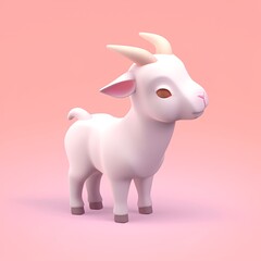 Goat 3d icon cartoon style