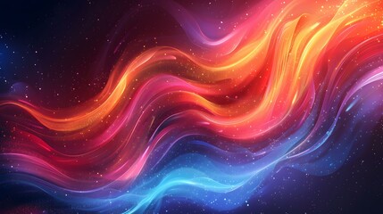 Obraz premium Wavy Multicolor Light Trails on Dark Background