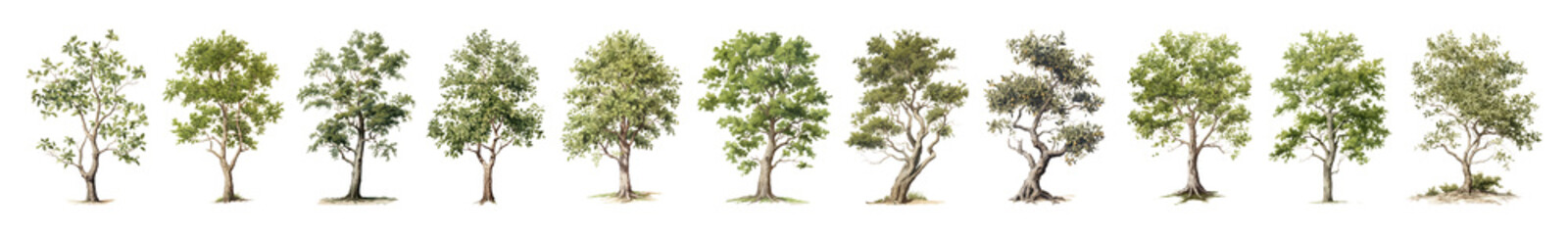 Obraz premium Tree Illustrations png cut out element set