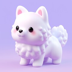 Spitz dog 3d icon cartoon style