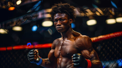 Martial arts fighter in the ring before the fight