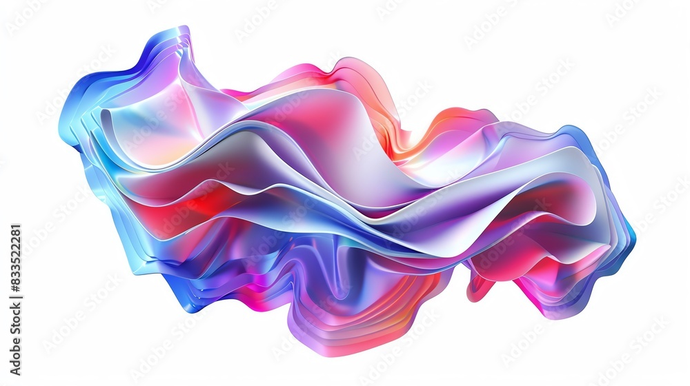 Poster abstract fluid wave composition with vibrant colors and smooth shapes, creating a modern and dynamic