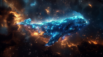 Cosmic whale made of stars and energy strings