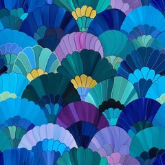 Colorful Abstraction of Patterned Fan Shapes Display