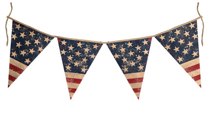 Obraz premium Vintage American flag banner with stars and stripes, ideal for patriotic celebrations, national holidays, and festive decorations.