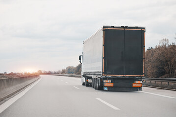 Logistics Shipping Cargo Truck On The Intercity Highway Motorway. Multimodal Intermodal Supply...