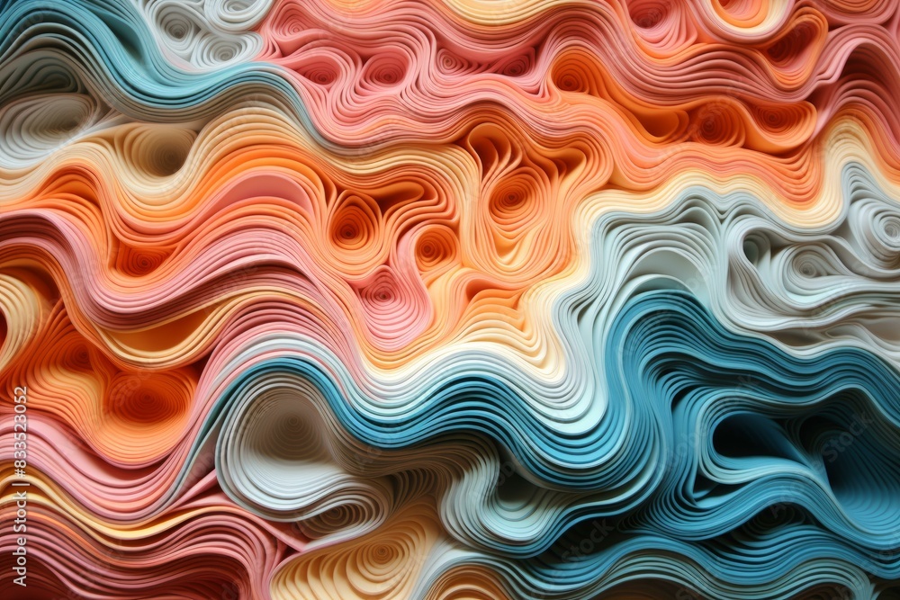 Poster vibrant and dynamic abstract colorful wave patterns in 3d render with multicolor gradient, creating 