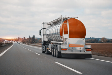 Petrol Sustainable Aviation Fuel Truck Transporter Hauling Oil And Gas Products. Compressed...