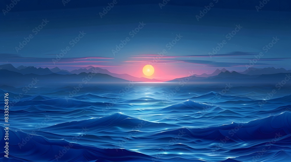 Wall mural Blue Ocean Sunset