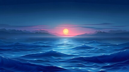 Fototapeta premium Blue Ocean Sunset