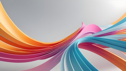 Abstract curved lines, light background design, 3d render