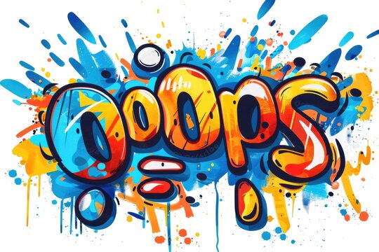 Colorful Graffiti Art With Paint Splatter and Bold Typography on White Background