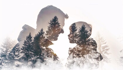Father and Child Bond in Double Exposure Photo for Fathers Day