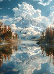 Mountains and lake