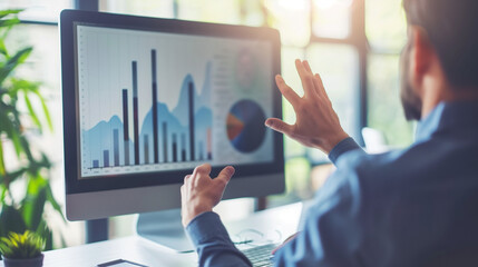 Business Consultant Presenting Market Analysis with Digital Presentation Tools to an Engaged Audience