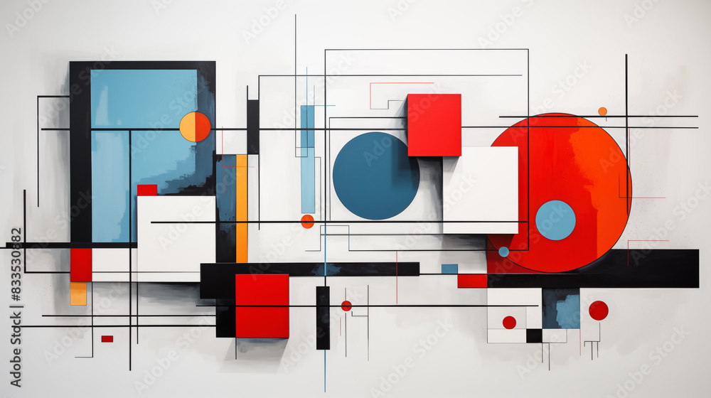 Poster minimal geometric abstract background. circle square and triangle design.