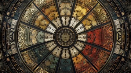 Fototapeta premium Intricate Vintage Astronomical Clock Face Detail