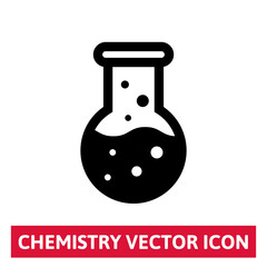 Chemistry vector icon. Flask vector isolated on white.