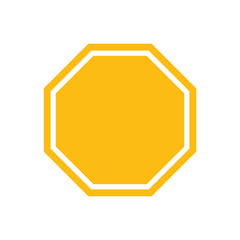 Yellow blank stop sign vector illustration. empty yellow stop sign on white background. traffic sign